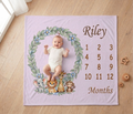 Personalised Baby Safari Milestone Blanket | Lavender Pink, Light Blue & Cream
