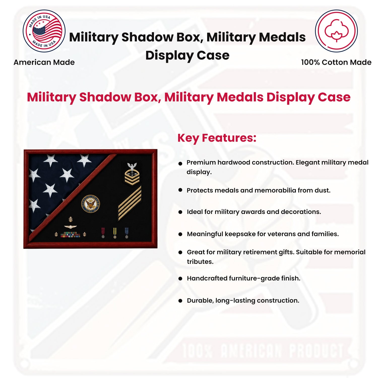 Military Shadow Box, Military Medals Display Case
