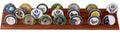 Flag Connections Military Challenge Coin Holder Stand. 3 Rows Walnut Wood Coin Holder Stand