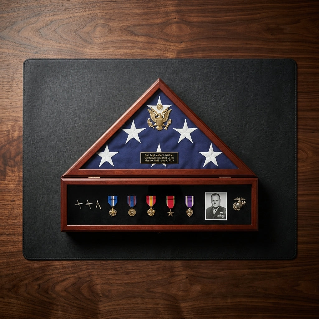 American Flag and Medal Display Memorabilia Case - Presidential