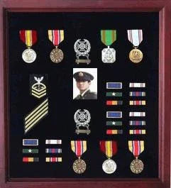 Extra Large Medal Display Case Cherry Finish, Black Color