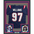 Framed Autographed/Signed Milton Williams 35x39 New England Blue Football Jersey Beckett BAS COA