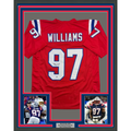 Framed Autographed/Signed Milton Williams 35x39 New England Red Football Jersey Beckett BAS COA
