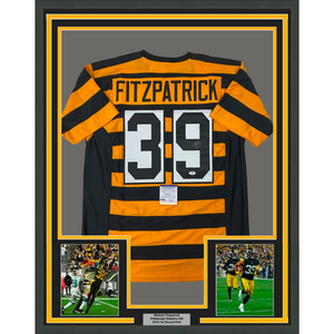 Framed Autographed/Signed Minkah Fitzpatrick 35x39 Pittsburgh Bumble Bee Football Jersey PSA/DNA COA