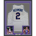 Framed Autographed/Signed Mitch Richmond 35x39 Sacramento White Basketball Jersey JSA COA