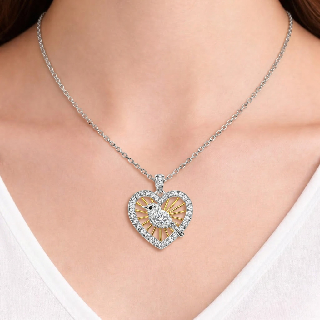 Little Bird Heart Necklace for Women