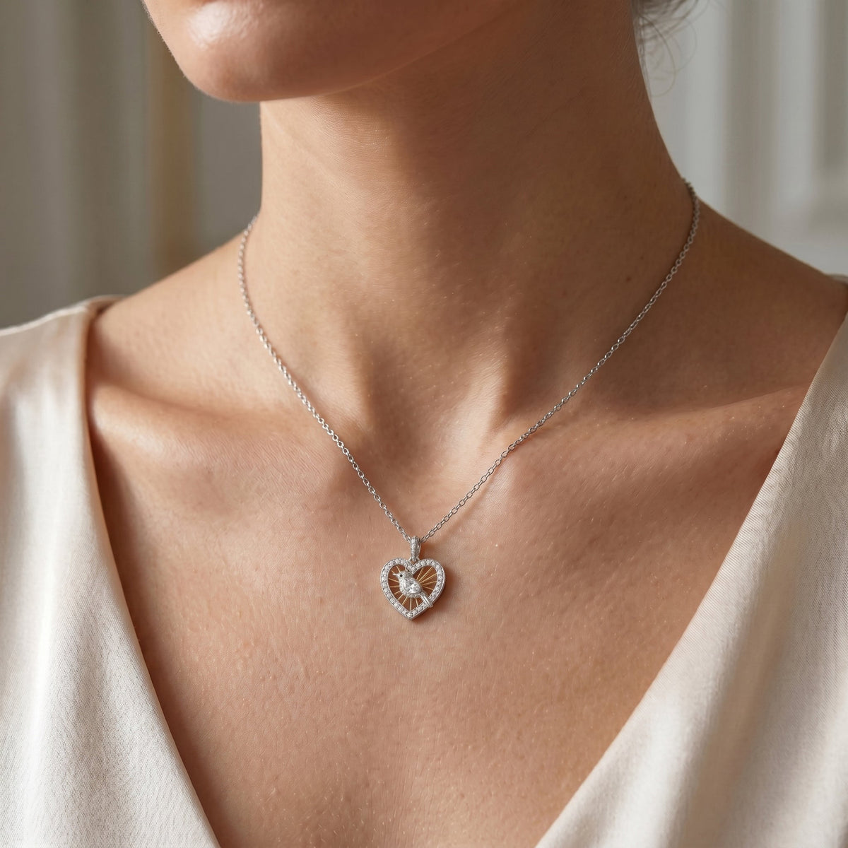 Little Bird Heart Necklace for Women