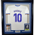 Framed Autographed/Signed Luka Modric 35x39 Real Madrid White Soccer Jersey Beckett BAS COA