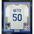 Framed Autographed/Signed Mookie Betts 35x39 Los Angeles LA White Baseball Jersey JSA COA