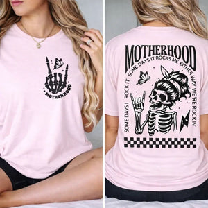 "Motherhood: Sometimes I Rock It" T-Shirt – Funny Relatable Mom Graphic Tee, Premium 100% Cotton Motherhood Life Top, Made in USA