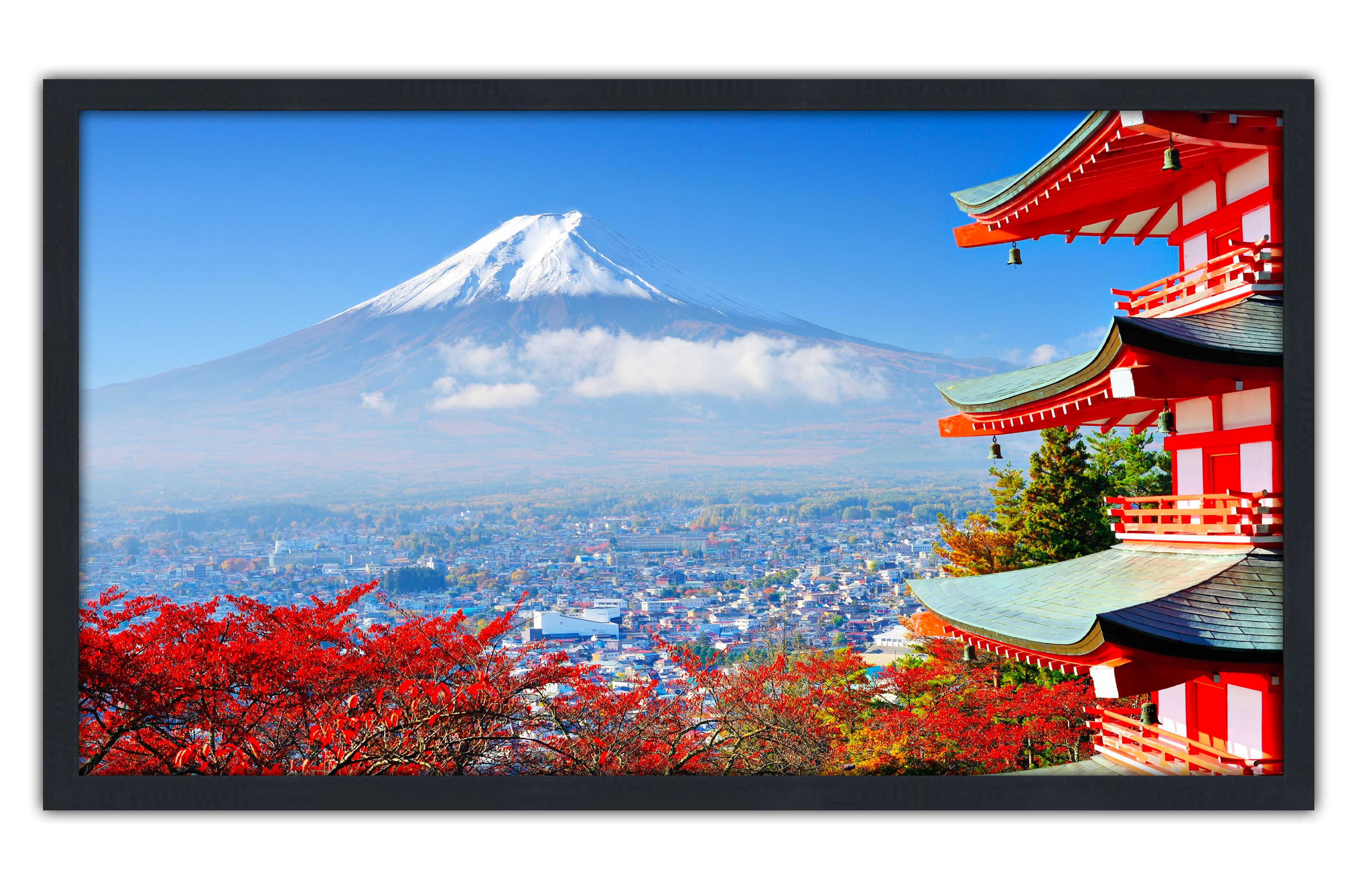Professionally Framed Mount Fuji Japan Skyline High-Resolution Panoramic Photo 12x22 Wall Art