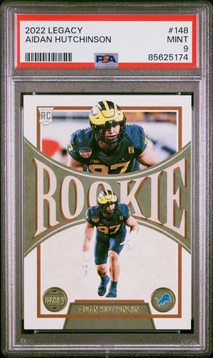 Graded 2022 Panini Legacy Aidan Hutchinson #148 Rookie RC Football Card PSA 9 Mint