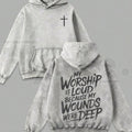 My Worship Is Loud Heavyweight Washed Hoodie – Vintage Graphic Christian Sweatshirt