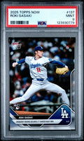 Graded 2025 Topps Now Roki Sasaki #137 Rookie RC Baseball Card PSA 9 Mint