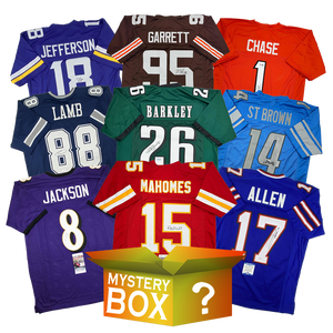 Active Stars Autographed/Signed Football Jersey Mystery Box with PSA JSA or Beckett COA