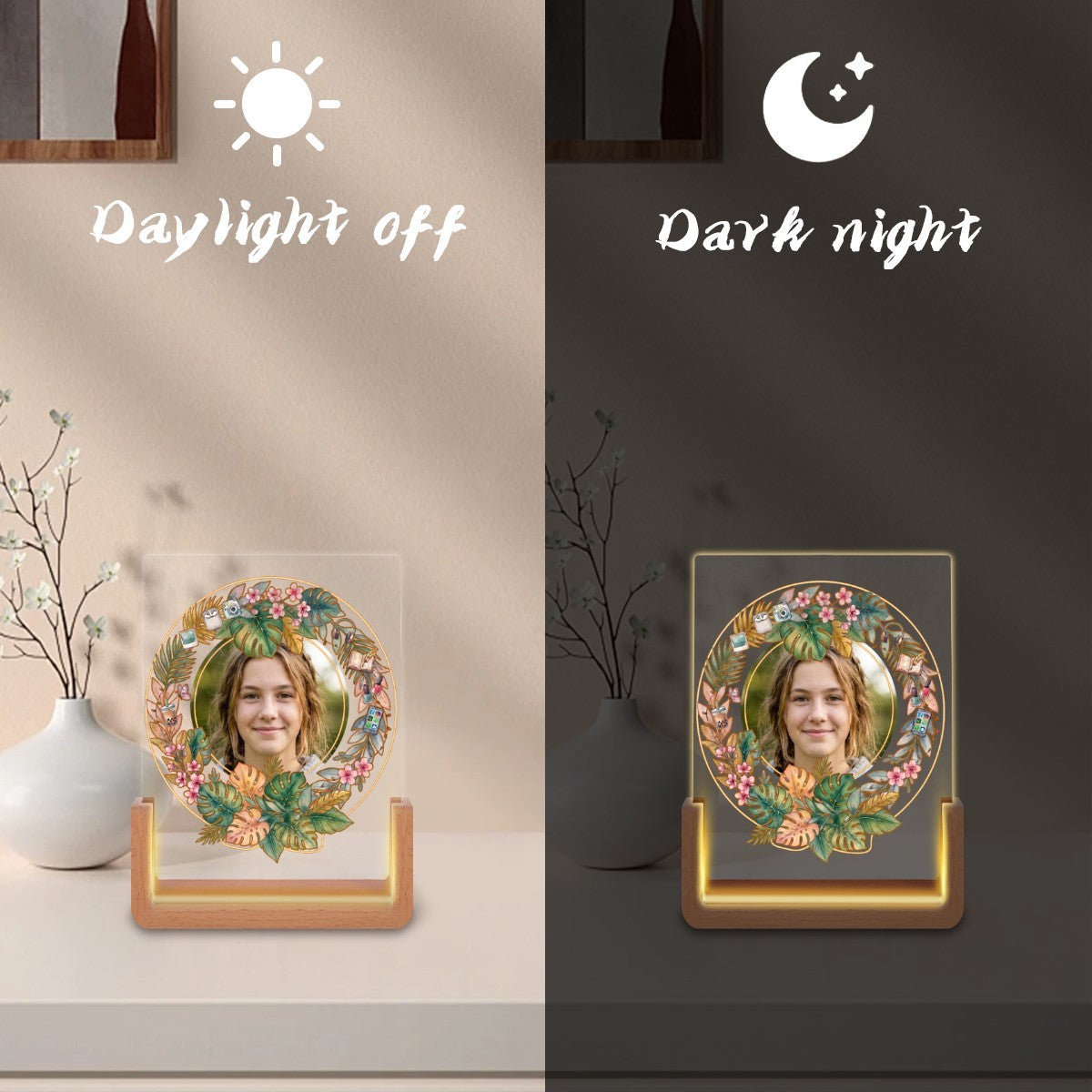 Her Face in Lights — Upload your Photo — USB Night Light