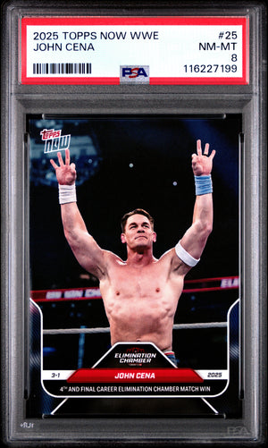 Graded 2025 Topps Now WWE John Cena #25 Wrestling Card PSA 8 Near Mint
