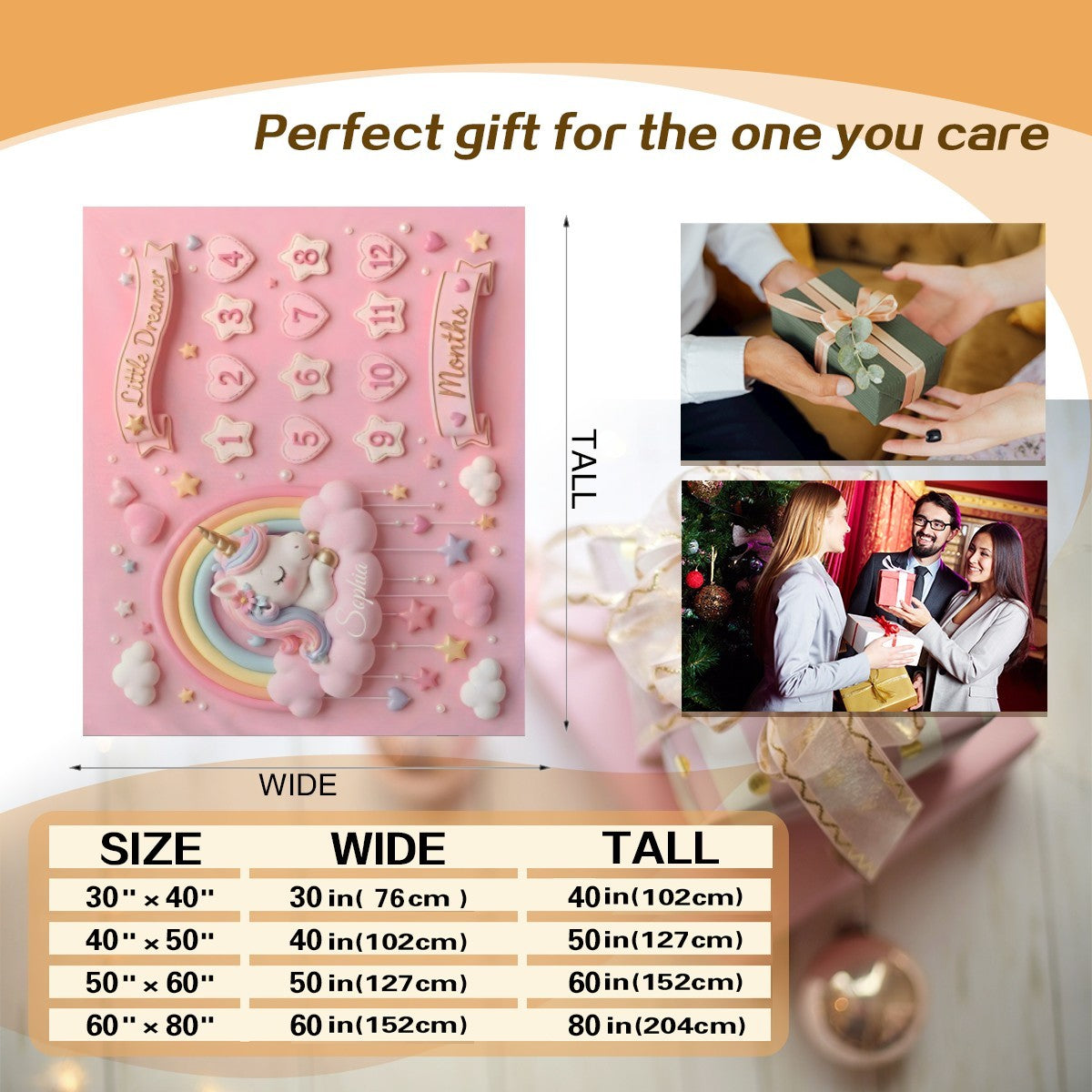 Pink Unicorn Baby Milestone Blanket | Monthly Photo Prop for Newborns & Babies