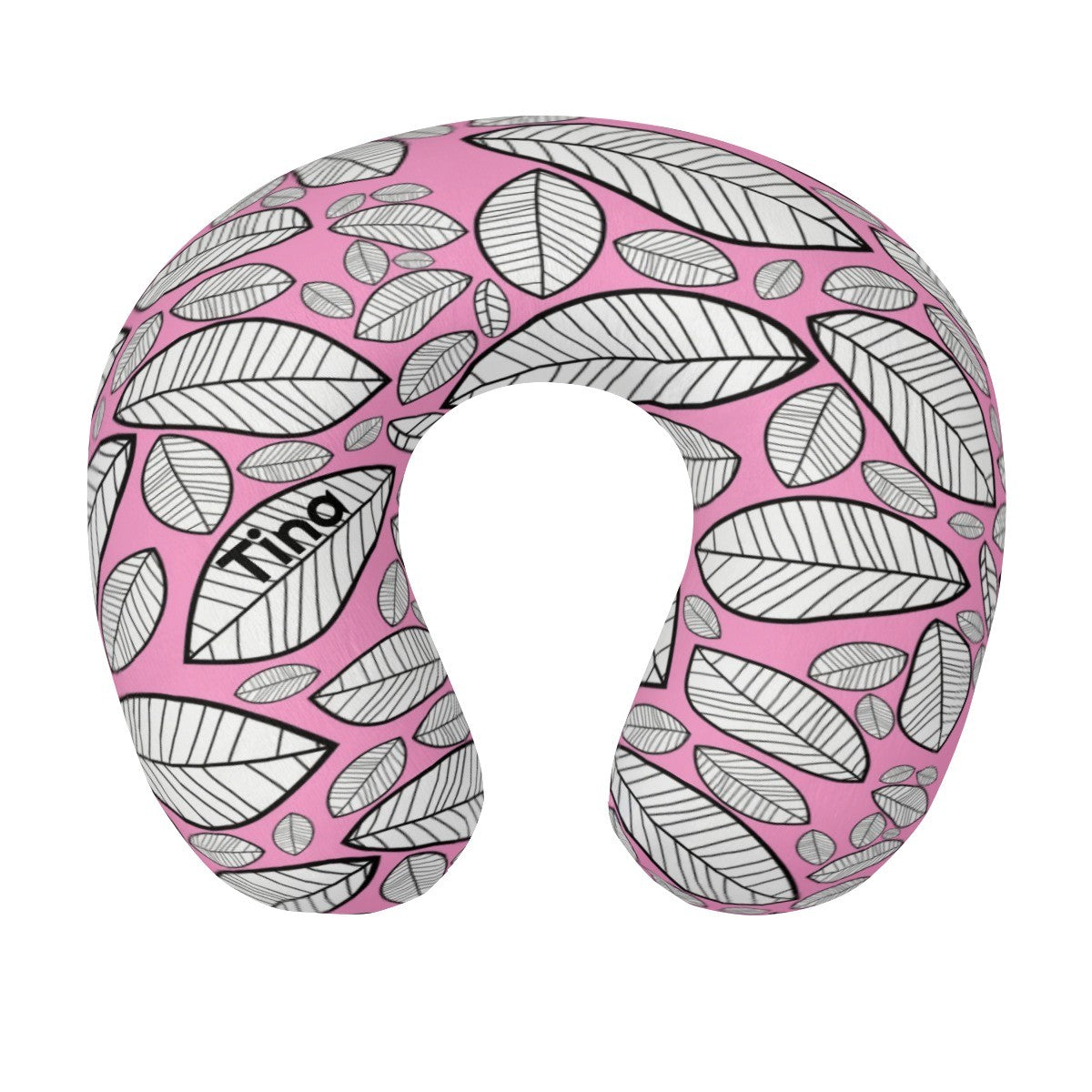 Personalized Sketched Leaf Travel Neck Pillow | Custom Name Gift