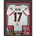 Framed Autographed/Signed Nakobe Dean 35x39 Georgia White College Football Jersey JSA COA