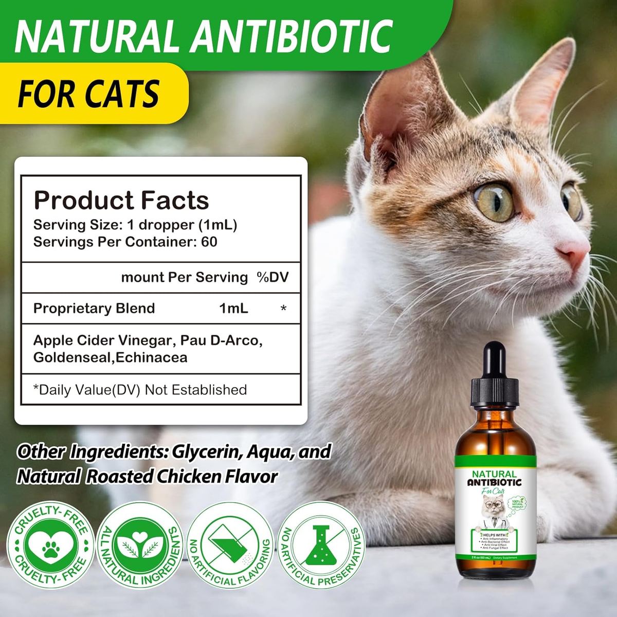 Natural Cat Immune Support Liquid, Herbal, 2oz