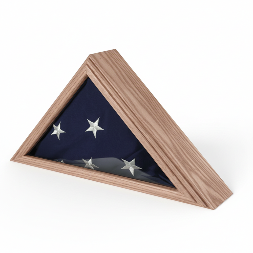 Navy display case for 3ft x 5ft Flag Oak