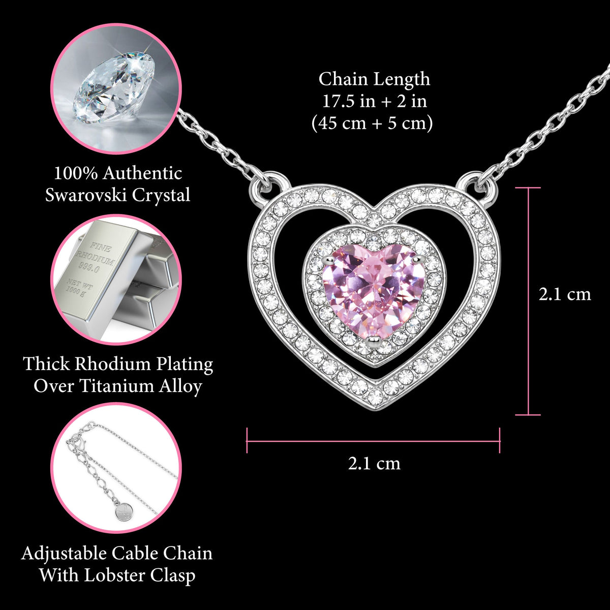 Double Heart Pendant Necklace