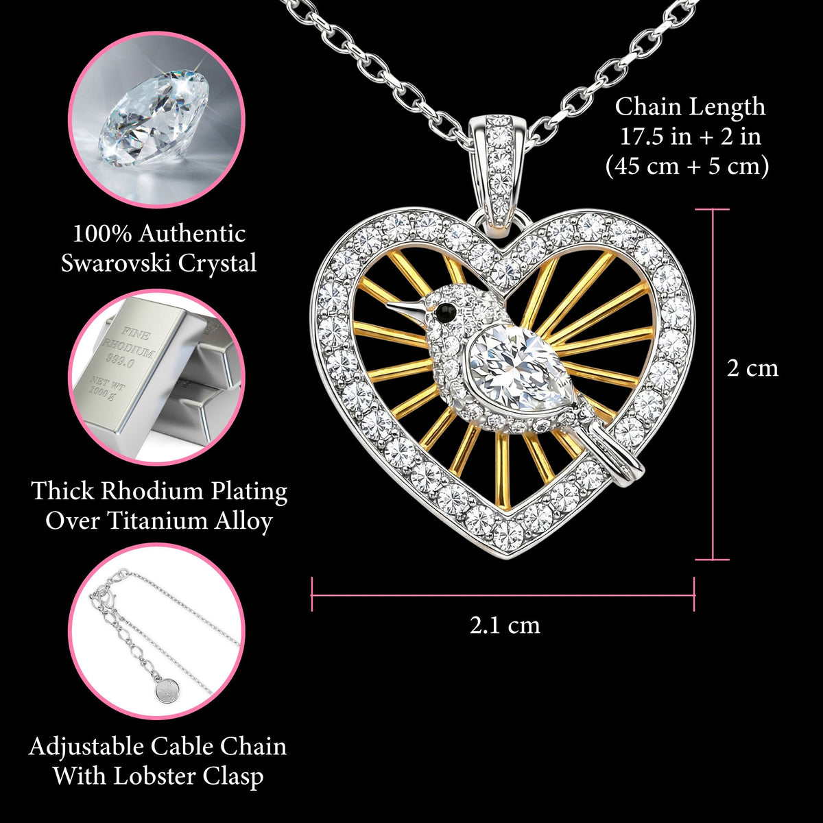 Little Bird Heart Necklace for Women