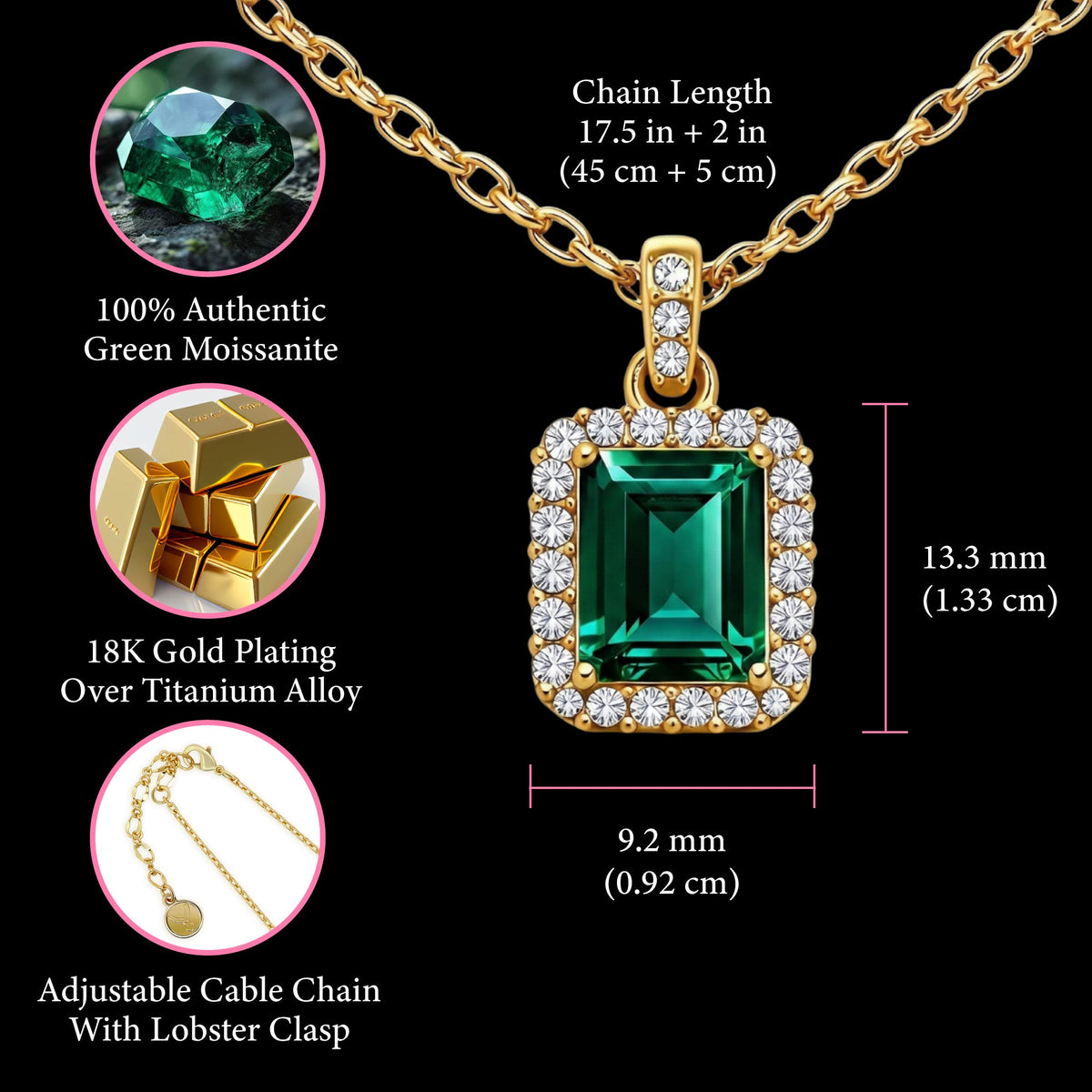 5CT (11mm) Royal Emerald Moissanite Necklace