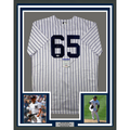 Framed Autographed/Signed Nestor Cortes 35x39 New York Pinstripe Baseball Jersey PSA/DNA COA
