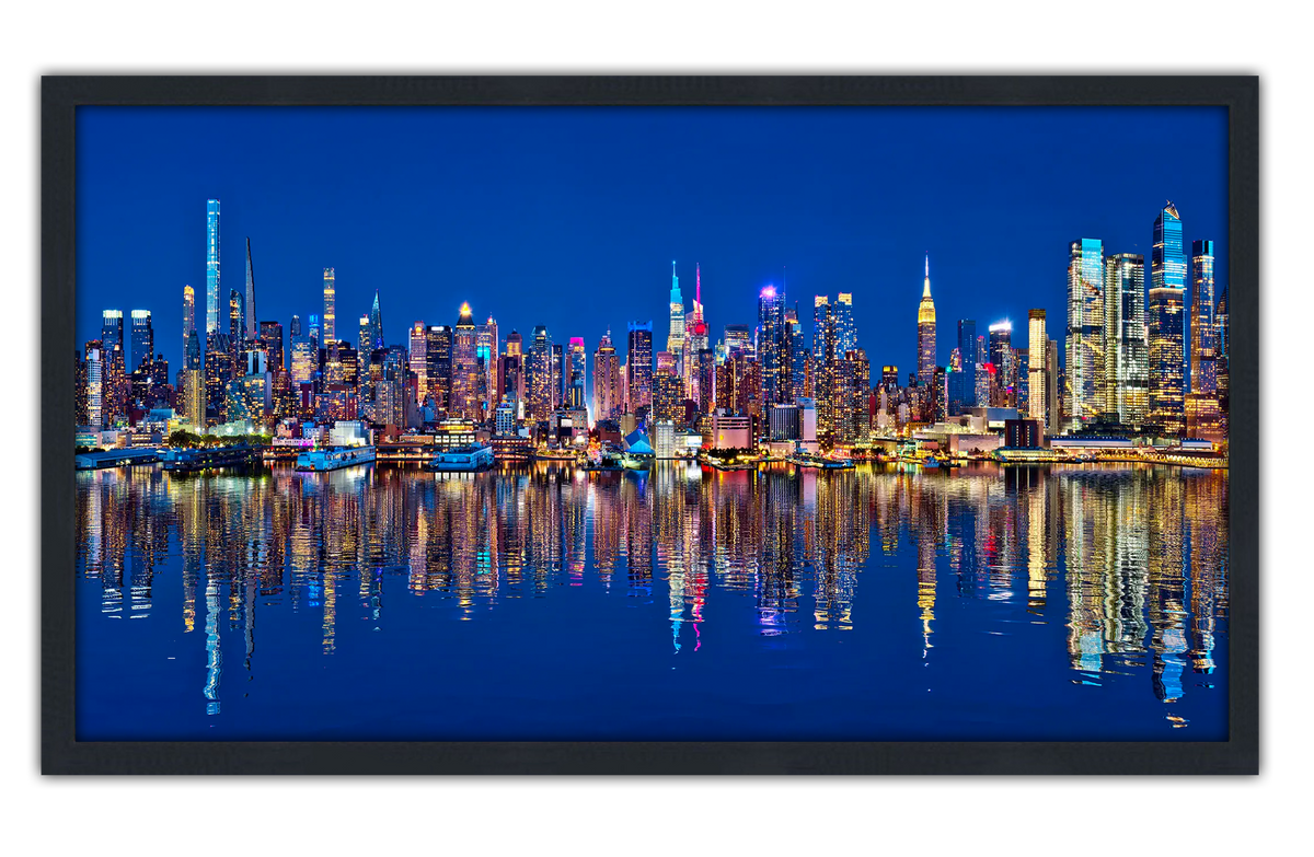 Professionally Framed New York City Skyline High-Resolution Panoramic Photo 12x22 Wall Art