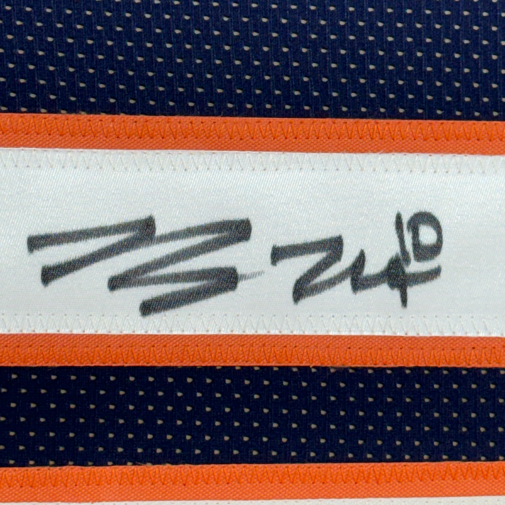 Framed Autographed/Signed Bo Nix 35x39 Denver Blue Football Jersey Beckett BAS COA