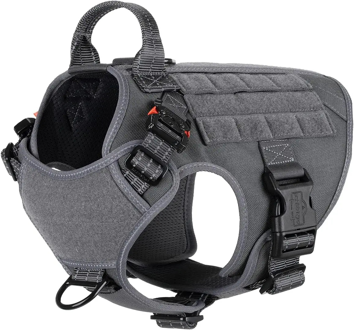 No-Pull Tactical Dog Harness with Handle & MOLLE Vest Adjustable