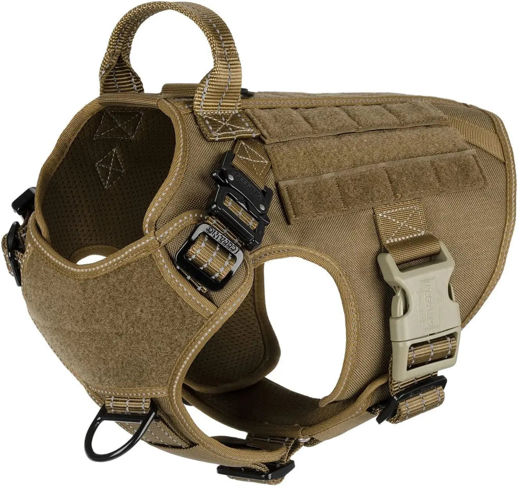 No-Pull Tactical Dog Harness with Handle & MOLLE Vest Adjustable