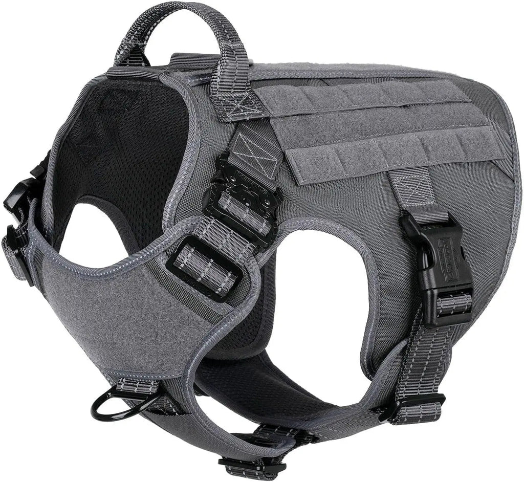No-Pull Tactical Dog Harness with Handle & MOLLE Vest Adjustable