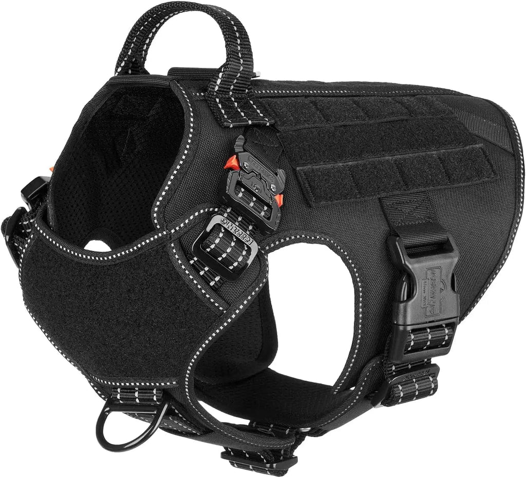 No-Pull Tactical Dog Harness with Handle & MOLLE Vest Adjustable