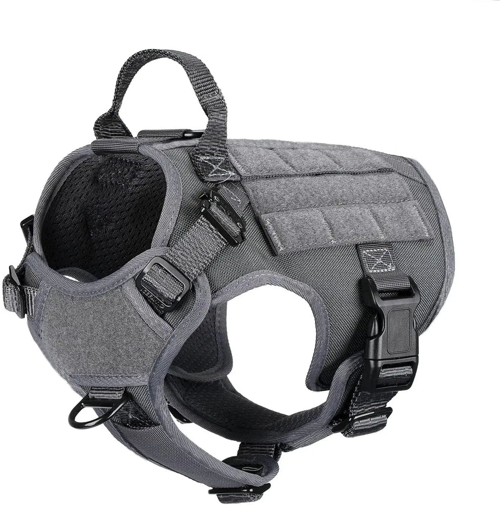 No-Pull Tactical Dog Harness with Handle & MOLLE Vest Adjustable