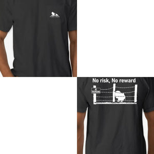"No Risk No Reward" Wild Turkey Hunting T-Shirt – Vintage Strutting Turkey Graphic Tee, Premium 100% Cotton Hunter Gift, Made in USA