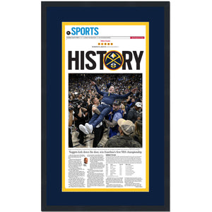 Framed Denver Post Nuggets 2023 NBA Champions 14x24 Basketball Newspaper Cover Photo Professionally Matted V2