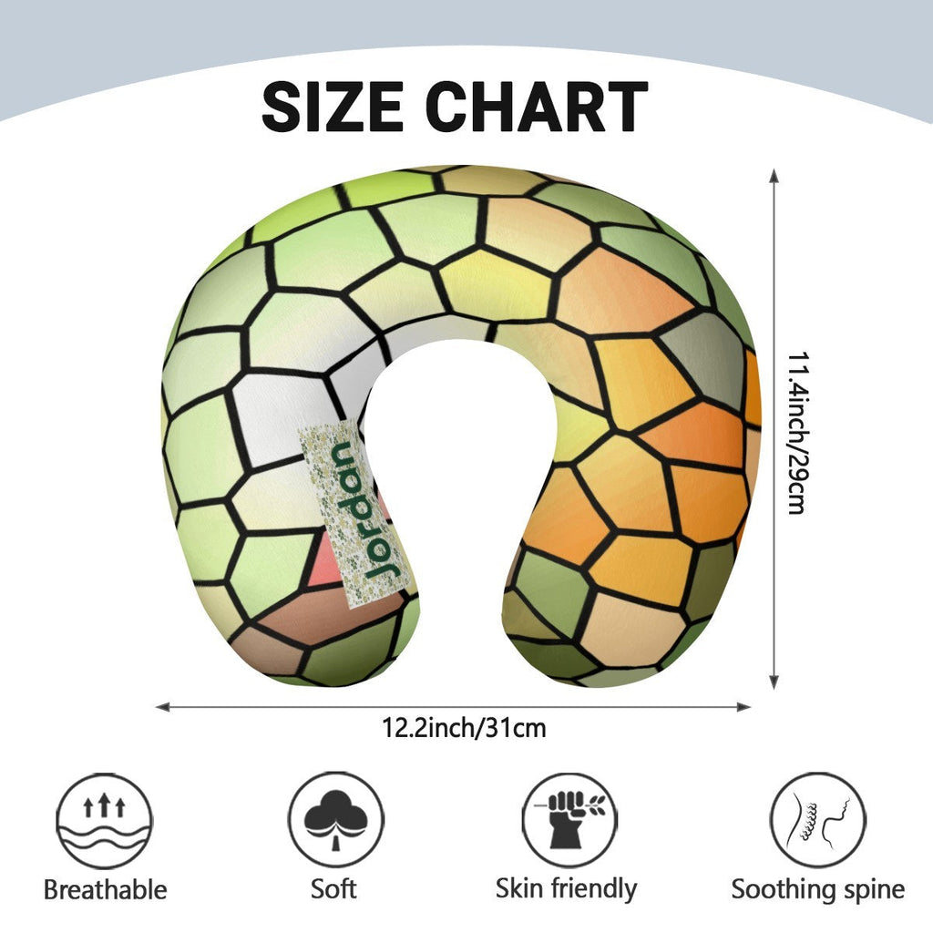 Personalized Stained Glass Mosaic Travel Neck Pillow | Custom Name Gift
