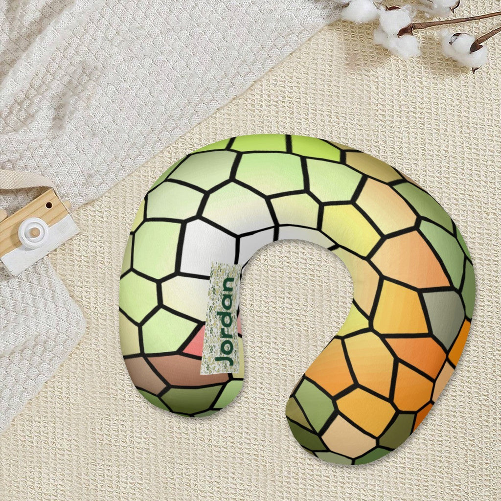Personalized Stained Glass Mosaic Travel Neck Pillow | Custom Name Gift