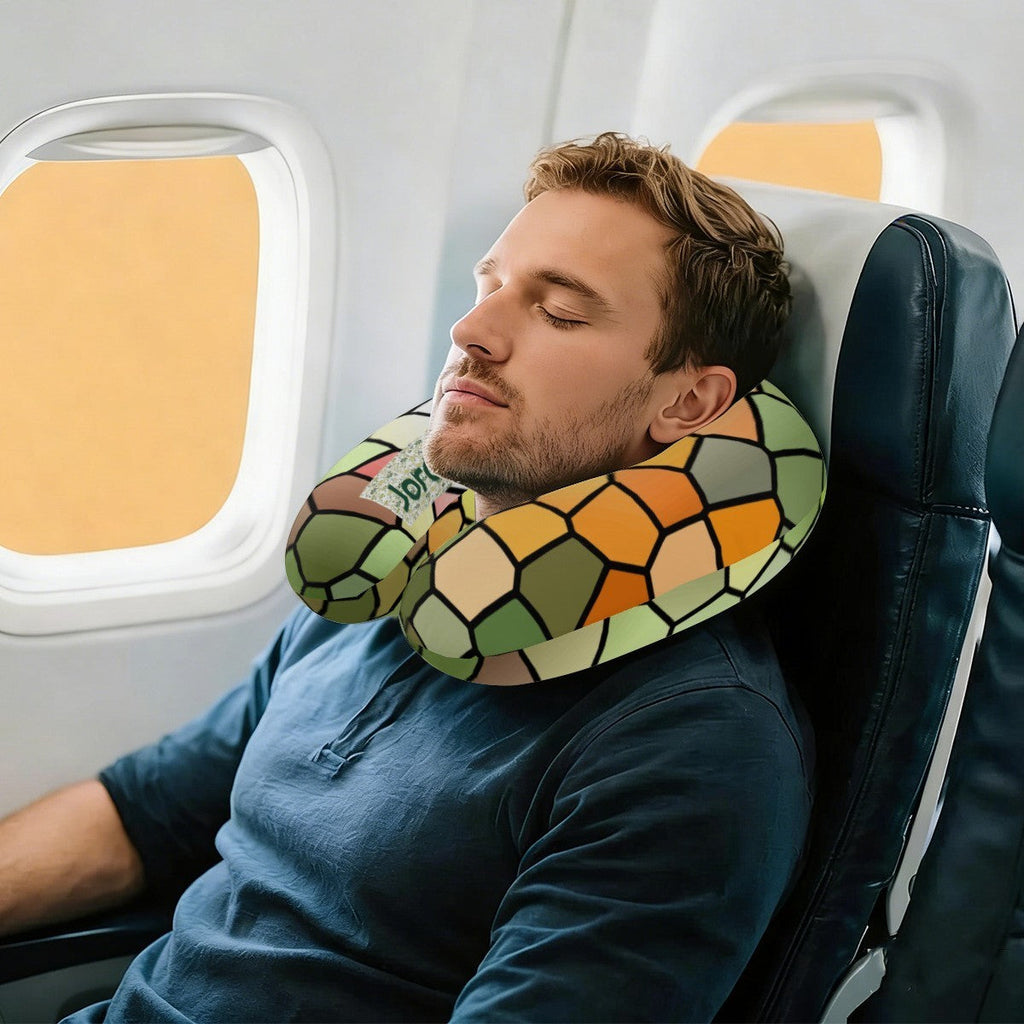 Personalized Stained Glass Mosaic Travel Neck Pillow | Custom Name Gift