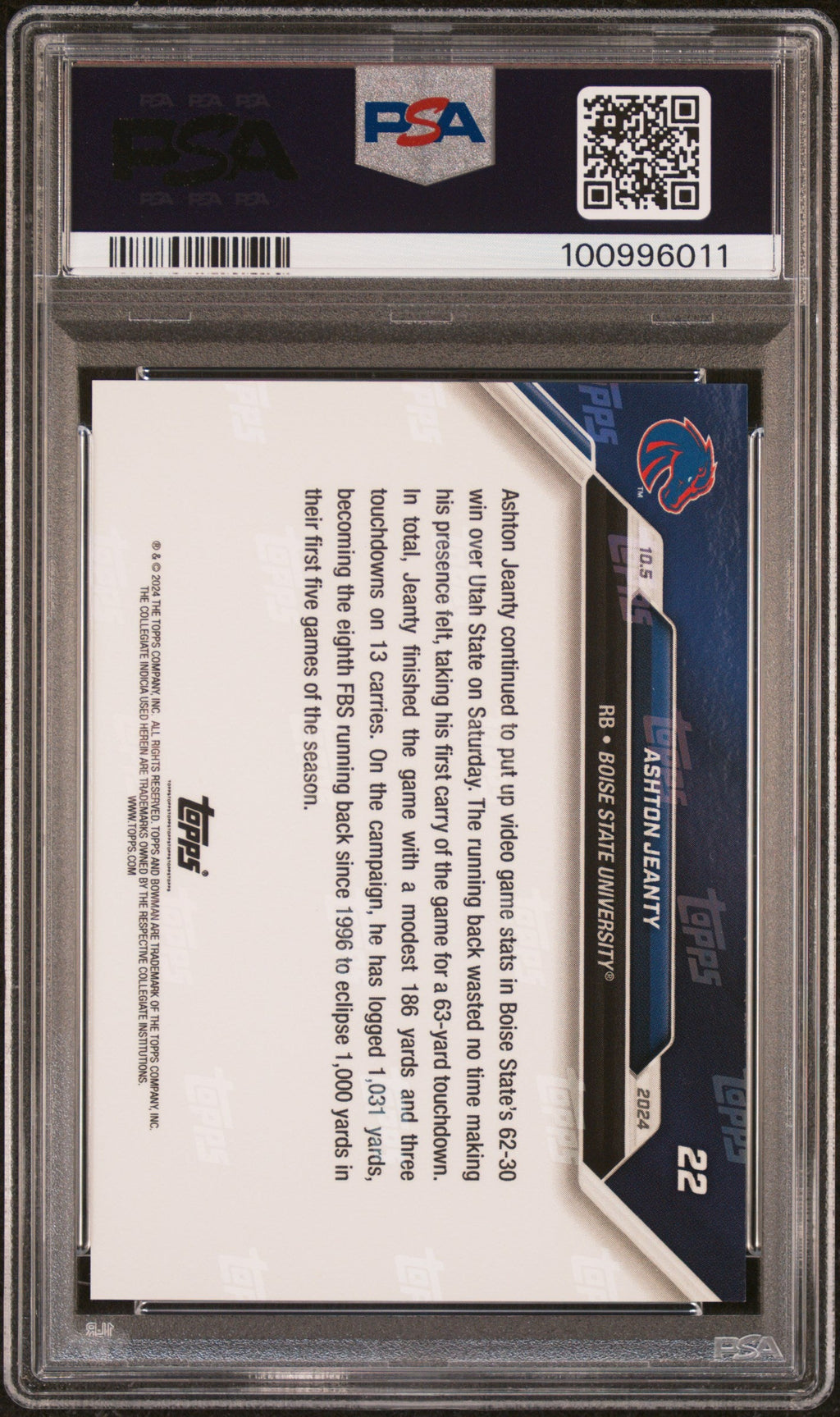 Graded 2024 Topps Bowman U Now Ashton Jeanty #22 Rookie RC Football Card PSA 10 Gem Mint