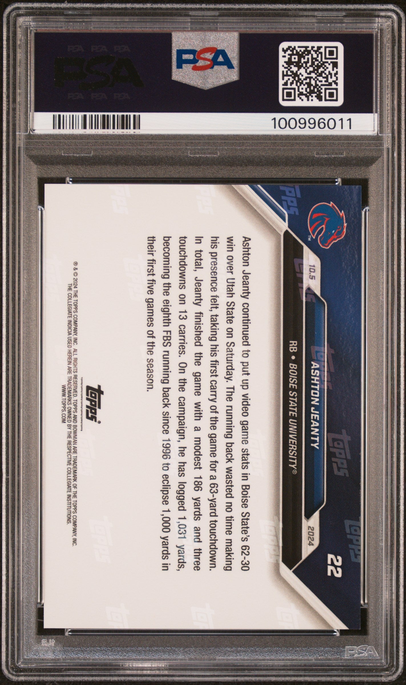 Graded 2024 Topps Bowman U Now Ashton Jeanty #22 Rookie RC Football Card PSA 10 Gem Mint