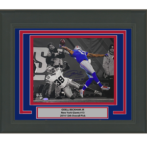 Framed Autographed/Signed Odell Beckham Jr. 2014 ROY The Catch Spotlight New York Giants 11x14 Photo Steiner Sports COA