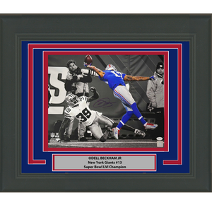 Framed Autographed/Signed Odell Beckham Jr. The Catch New York Giants Spotlight 16x20 Football Photo JSA COA #4