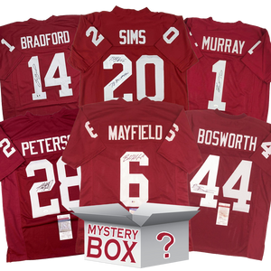 Autographed/Signed University of Oklahoma College Football Jersey Mystery Box with PSA JSA or Beckett COA