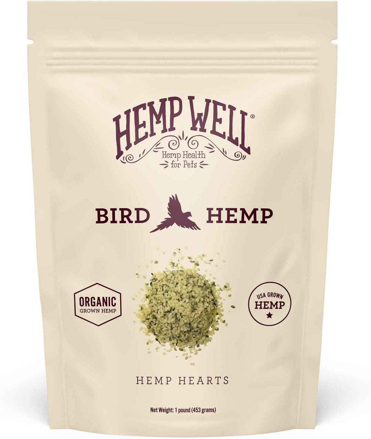 Organic Hemp Hearts for Birds, 8oz Feather Support