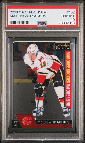 Graded 2016 UD O-Pee-Chee Platinum Matthew Tkachuk #152 Rookie RC Hockey Card PSA 10 Gem Mint