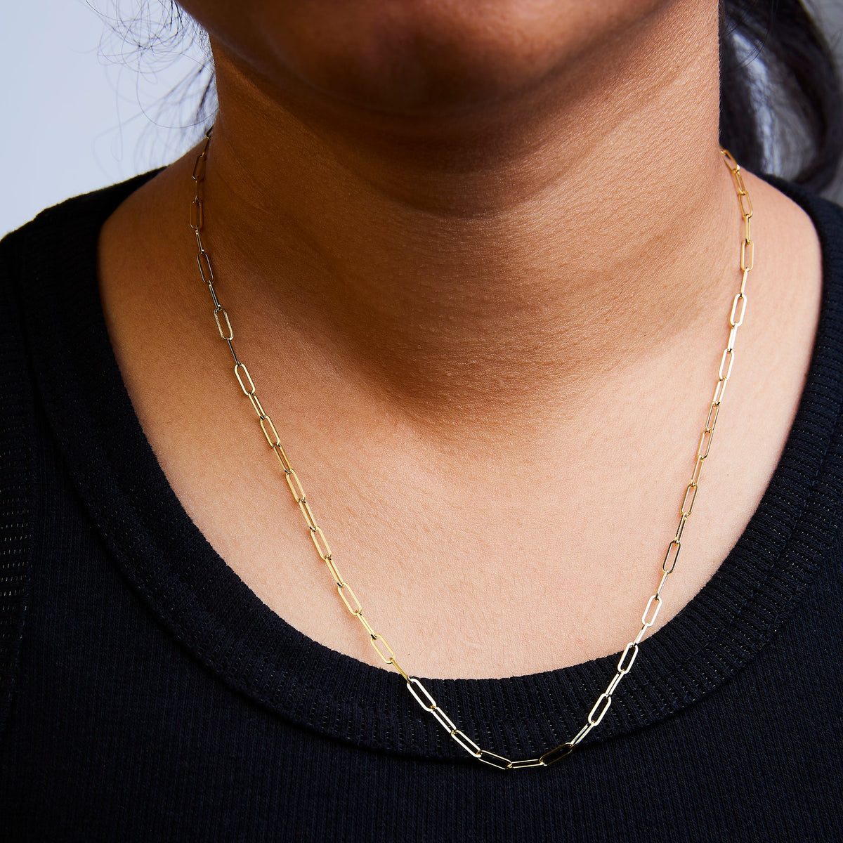 Solid 14K Yellow Gold 2.5mm Paperclip Chain Necklace Unisex 18" Inches